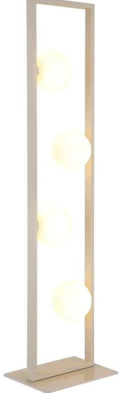GLOBO Stehlampe Opal rostfarbig sand Glas Metall B/H/L: ca. 20x110x28 cm G9 4 Brennstellen