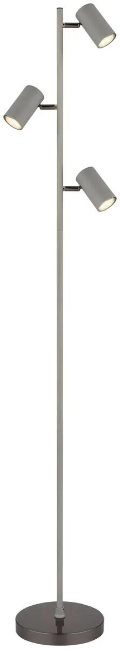 GLOBO Stehlampe schwarz Chrom grau Metall Kunststoff B/H/T: ca. 21,5x154x23 cm GU10 3 Brennstellen
