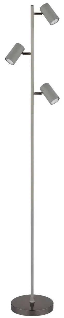 GLOBO Stehlampe schwarz Chrom grau Metall Kunststoff B/H/T: ca. 21,5x154x23 cm GU10 3 Brennstellen