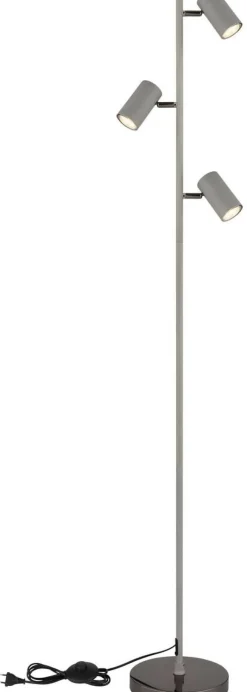 GLOBO Stehlampe schwarz Chrom grau Metall Kunststoff B/H/T: ca. 21,5x154x23 cm GU10 3 Brennstellen