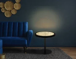 GLOBO Stehlampe schwarz Glas Metall H/D: ca. 47,5x50 cm 1 Brennstellen