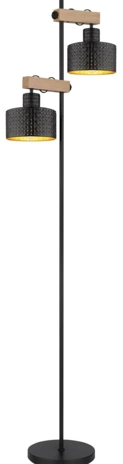GLOBO Stehlampe schwarz Metall B/H/T: ca. 25x168x44 cm E27 2 Brennstellen