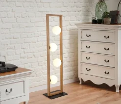 GLOBO Stehlampe schwarz Opal Metall Glas B/H/T: ca. 20x110x28 cm G9 4 Brennstellen