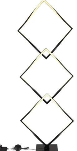GLOBO Stehlampe schwarz Opal Metall Kunststoff Aluminium B/H/L: ca. 20x130x49 cm 1 Brennstellen