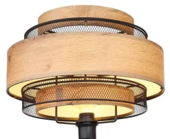 GLOBO Stehlampe SOENI 15650S schwarz natur Metall MDF H/D: ca. 150x60 cm E27 1 Brennstellen