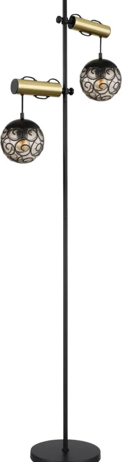 GLOBO Stehleuchte Fitz Rauch Metall Kunststoff B/H/T: ca. 51x168x25 cm E27 2 Brennstellen