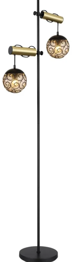 GLOBO Stehleuchte Fitz Rauch Metall Kunststoff B/H/T: ca. 51x168x25 cm E27 2 Brennstellen