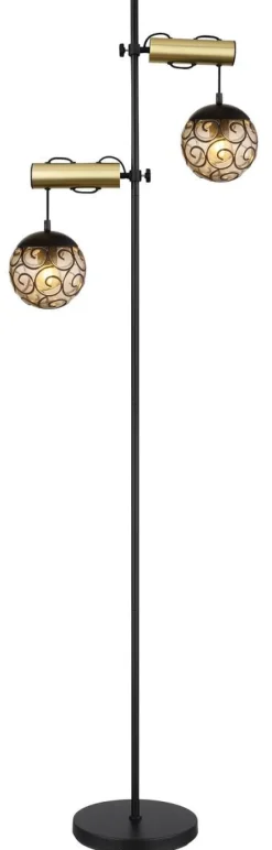 GLOBO Stehleuchte Fitz Rauch Metall Kunststoff B/H/T: ca. 51x168x25 cm E27 2 Brennstellen
