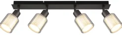 GLOBO Strahler Chrom schwarz Metall Glas B/H/L: ca. 10,5x56,5x16,5 cm E14 4 Brennstellen