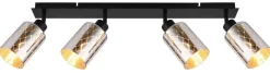 GLOBO Strahler klar mattschwarz Chrom Glas Metall B/H/L: ca. 9x22x86 cm E27 4 Brennstellen