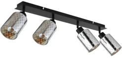 GLOBO Strahler klar mattschwarz Chrom Glas Metall B/H/L: ca. 9x22x86 cm E27 4 Brennstellen