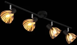 GLOBO Strahler mattschwarz Satiniert Rauch Metall Glas B/H/T: ca. 70x19x35 cm E14 4 Brennstellen