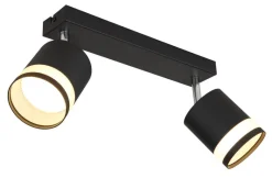 GLOBO Strahler Opal schwarz Kunststoff Metall B/H/L: ca. 8,2x18,5x30 cm 2 Brennstellen