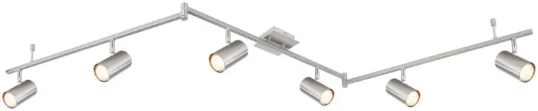 GLOBO Strahler 57910-6 Robby nickel Metall B/H/L: ca. 10x18,5x180 cm GU10 6 Brennstellen
