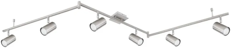 GLOBO Strahler 57910-6 Robby nickel Metall B/H/L: ca. 10x18,5x180 cm GU10 6 Brennstellen