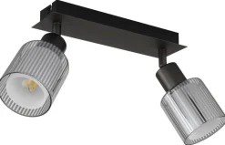 GLOBO Strahler schwarz Chrom Metall Glas B/H/L: ca. 10x30x13 cm E14 2 Brennstellen