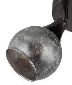 GLOBO Strahler schwarz Chrom Glas Metall B/H/L: ca. 14x22,5x23 cm E14 3 Brennstellen
