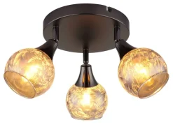 GLOBO Strahler schwarz Chrom Glas Metall B/H/L: ca. 14x22,5x23 cm E14 3 Brennstellen