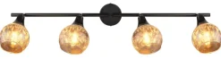 GLOBO Strahler schwarz Chrom Metall Glas B/H/L: ca. 11x37x21 cm E14 4 Brennstellen