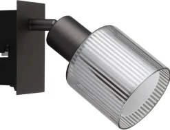 GLOBO Strahler schwarz Chrom Glas Metall B/H/L: ca. 10x14x13 cm E14 1 Brennstellen