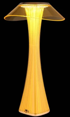GLOBO Tischleuchte amber weiß Craft Gold Kunststoff Acryl H/D: ca. 27,4x15,1 cm 1 Brennstellen
