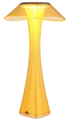 GLOBO Tischleuchte amber weiß Craft Gold Kunststoff Acryl H/D: ca. 27,4x15,1 cm 1 Brennstellen
