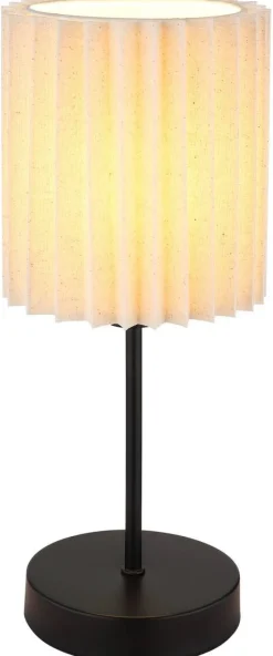 GLOBO Tischleuchte mattschwarz natur Textil Metall H/D: ca. 35x15 cm E14 1 Brennstellen