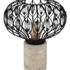 GLOBO Tischleuchte mattschwarz grau Rauch Metall Glas H/D: ca. 28,2x25 cm E27 1 Brennstellen