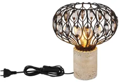 GLOBO Tischleuchte mattschwarz grau Rauch Metall Glas H/D: ca. 28,2x25 cm E27 1 Brennstellen