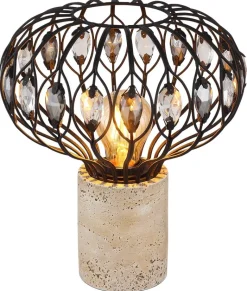 GLOBO Tischleuchte mattschwarz grau Rauch Metall Glas H/D: ca. 28,2x25 cm E27 1 Brennstellen