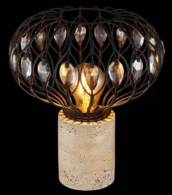 GLOBO Tischleuchte mattschwarz grau Rauch Metall Glas H/D: ca. 28,2x25 cm E27 1 Brennstellen