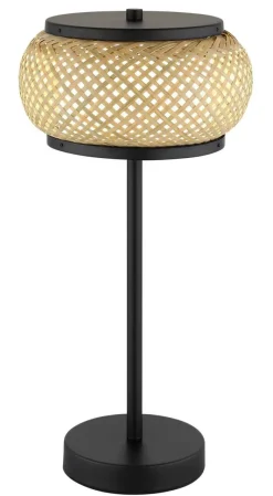 GLOBO Tischleuchte mattschwarz natur Metall Bambus H/D: ca. 46,1x22 cm 1 Brennstellen