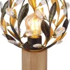 GLOBO Tischleuchte MIKA 15759T gold braun Holz H/D: ca. 25x20 cm E27 1 Brennstellen