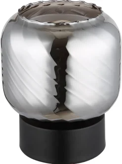 GLOBO Tischleuchte Rauch mattschwarz Metall Glas H/D: ca. 17x14 cm E27 1 Brennstellen