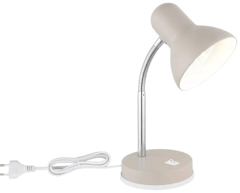 GLOBO Tischleuchte sand Chrom Metall Kunststoff B/H/L: ca. 21,5x12,5x35 cm E27 1 Brennstellen