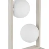 GLOBO Tischleuchte sand mattschwarz creme Glas Metall B/H/L: ca. 12x40x28 cm G9 2 Brennstellen