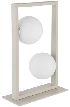 GLOBO Tischleuchte sand mattschwarz creme Glas Metall B/H/L: ca. 12x40x28 cm G9 2 Brennstellen