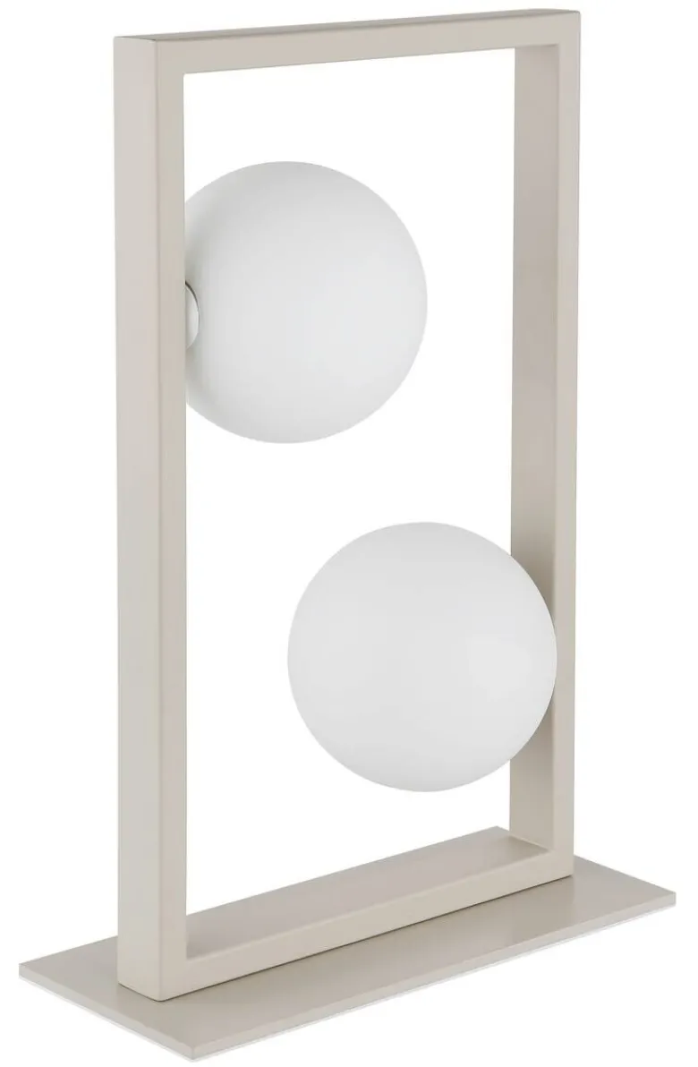 GLOBO Tischleuchte sand mattschwarz creme Glas Metall B/H/L: ca. 12x40x28 cm G9 2 Brennstellen