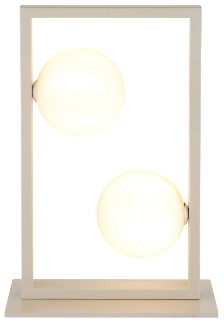 GLOBO Tischleuchte sand mattschwarz creme Glas Metall B/H/L: ca. 12x40x28 cm G9 2 Brennstellen