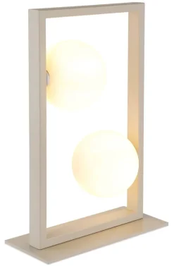 GLOBO Tischleuchte sand mattschwarz creme Glas Metall B/H/L: ca. 12x40x28 cm G9 2 Brennstellen