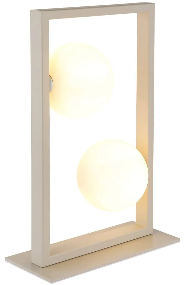 GLOBO Tischleuchte sand mattschwarz creme Glas Metall B/H/L: ca. 12x40x28 cm G9 2 Brennstellen