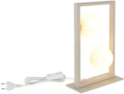 GLOBO Tischleuchte sand mattschwarz creme Glas Metall B/H/L: ca. 12x40x28 cm G9 2 Brennstellen