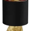 GLOBO Tischleuchte schwarz gold Samt Kunststoff H/D: ca. 41x18 cm E27 1 Brennstellen