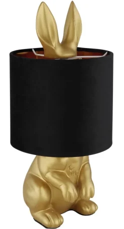 GLOBO Tischleuchte schwarz gold Samt Kunststoff H/D: ca. 41x18 cm E27 1 Brennstellen