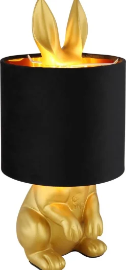 GLOBO Tischleuchte schwarz gold Samt Kunststoff H/D: ca. 41x18 cm E27 1 Brennstellen