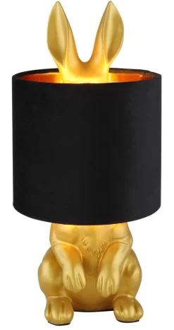 GLOBO Tischleuchte schwarz gold Samt Kunststoff H/D: ca. 41x18 cm E27 1 Brennstellen
