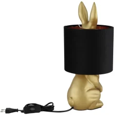 GLOBO Tischleuchte schwarz gold Samt Kunststoff H/D: ca. 41x18 cm E27 1 Brennstellen