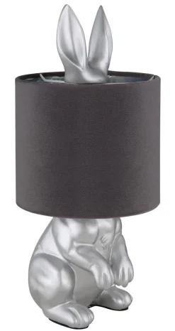 GLOBO Tischleuchte silber grau Kunststoff Samt H/D: ca. 41x18 cm E27 1 Brennstellen