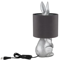 GLOBO Tischleuchte silber grau Kunststoff Samt H/D: ca. 41x18 cm E27 1 Brennstellen
