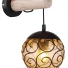 GLOBO Wandleuchte amber schwarz Metall Kunststoff B/H: ca. 15x36 cm E27 1 Brennstellen